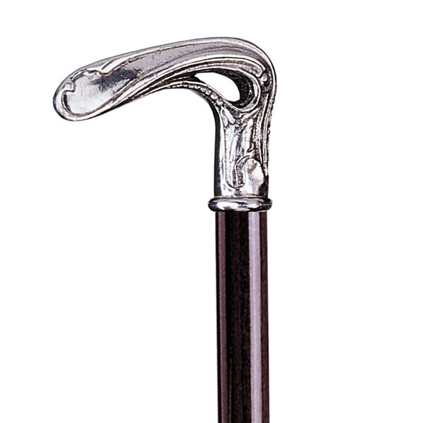 The Padrone Collection: Nouveau Half Crook Pewter Walking Stick